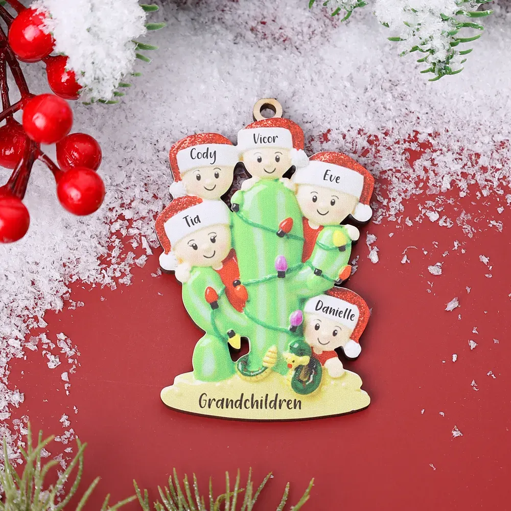 Bianco Natale mille candele... Ornamenti cactus ciondolo per albero di Natale 3 nomi personalizzati