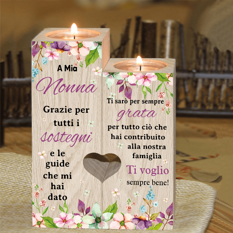 A Mia Nonna Candelieri in legno per mia nonna fiore viola