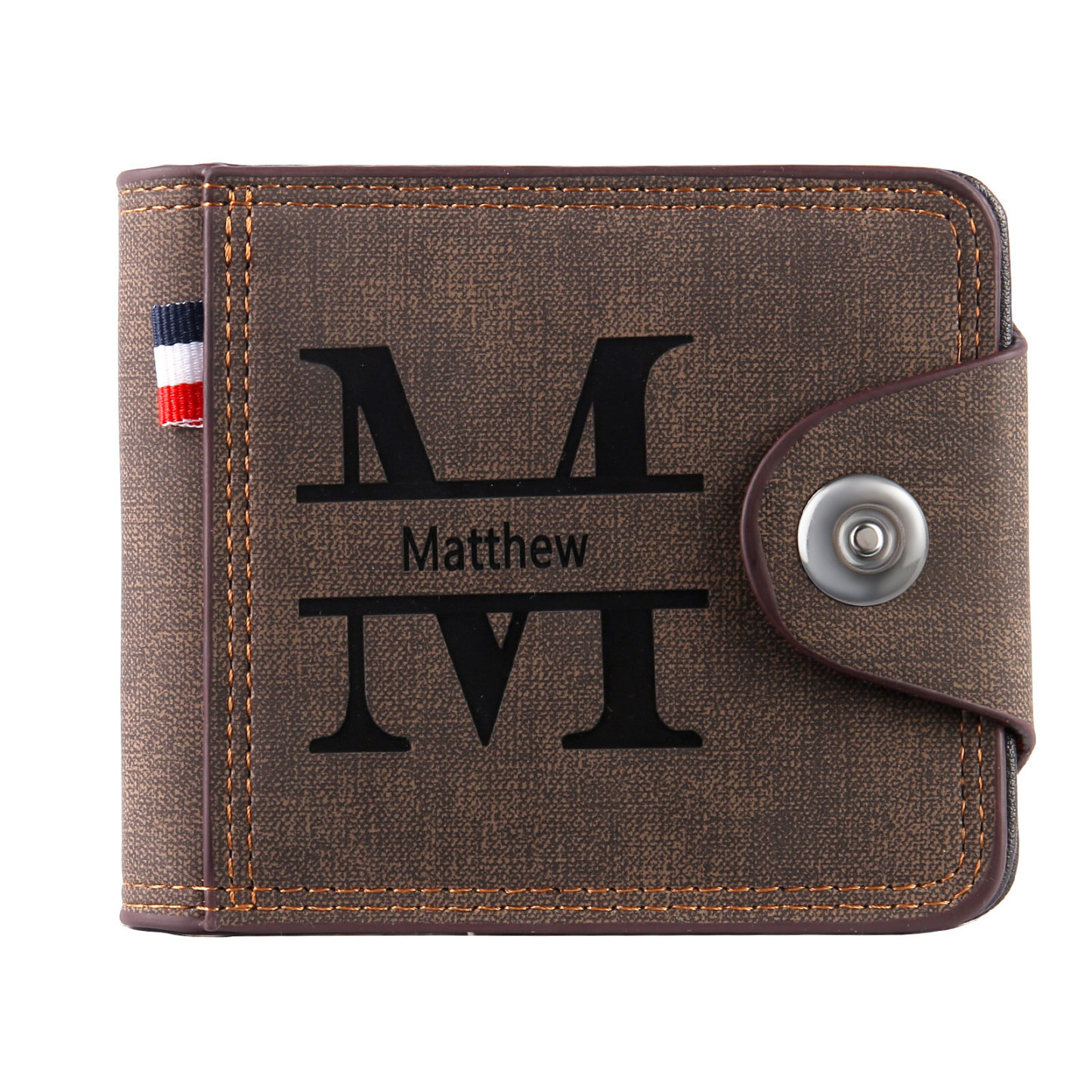 Portafoglio in PU pelle da uomo 1 nome 1 lettera e 1 foto personalizzabili regalo per uomo