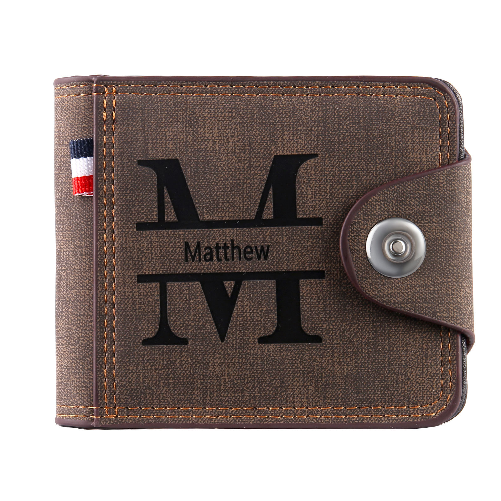 Portafoglio in PU pelle da uomo 1 nome 1 lettera e 1 foto personalizzabili regalo per uomo