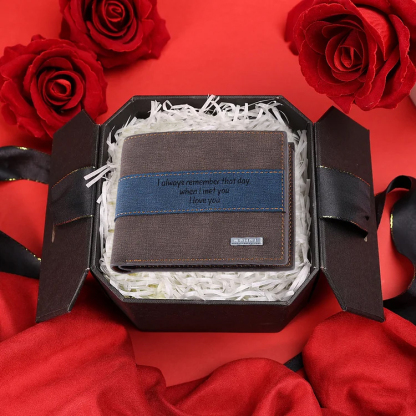 Jessemade IT Portafoglio in pelle da uomo 2 testi personalizzabili regalo per papà