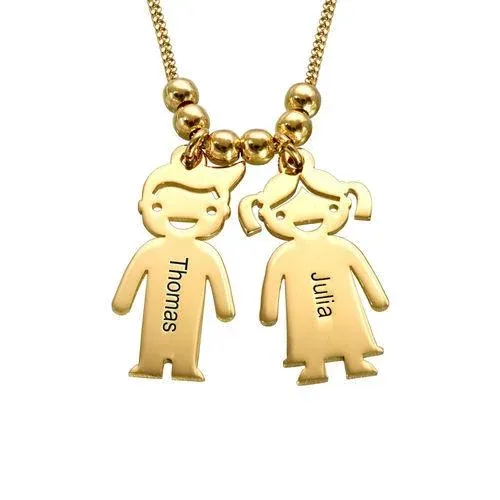 Collana con ciondolo bambino felice personalizzabile 2 nomi