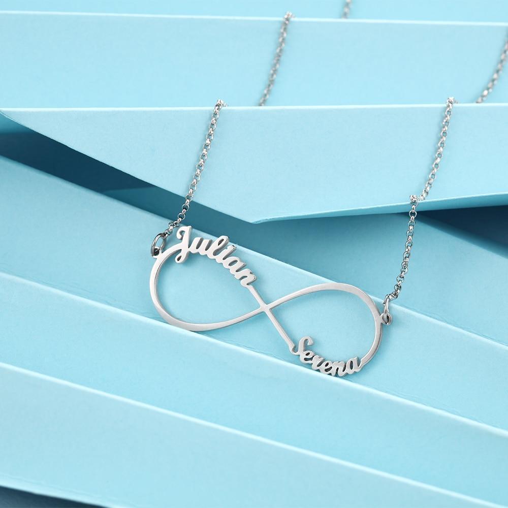 Collana infinito con 2 nomi in argento 925