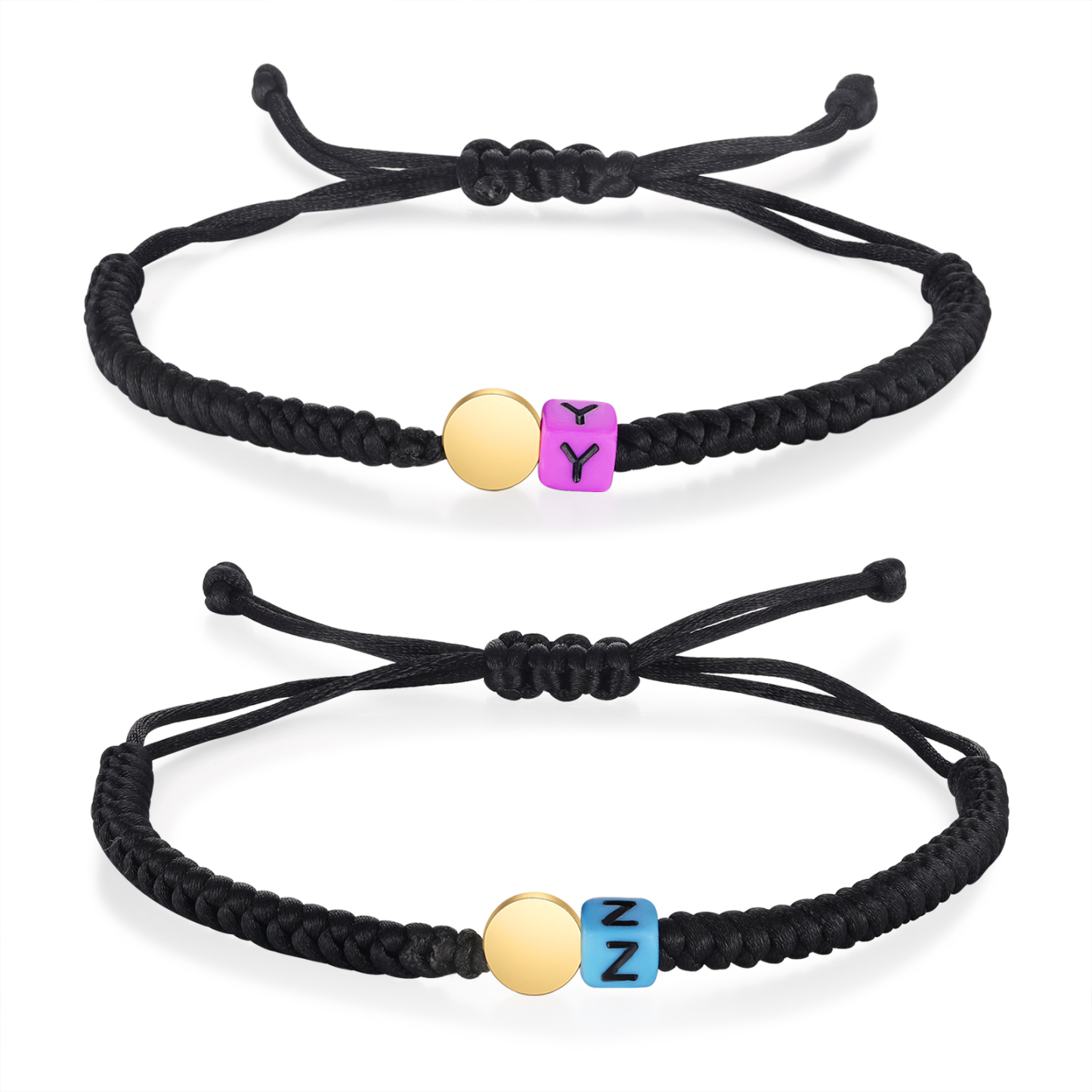 2PCS Braccialetto con perline di 2 lettere personalizzato regalo per scuola