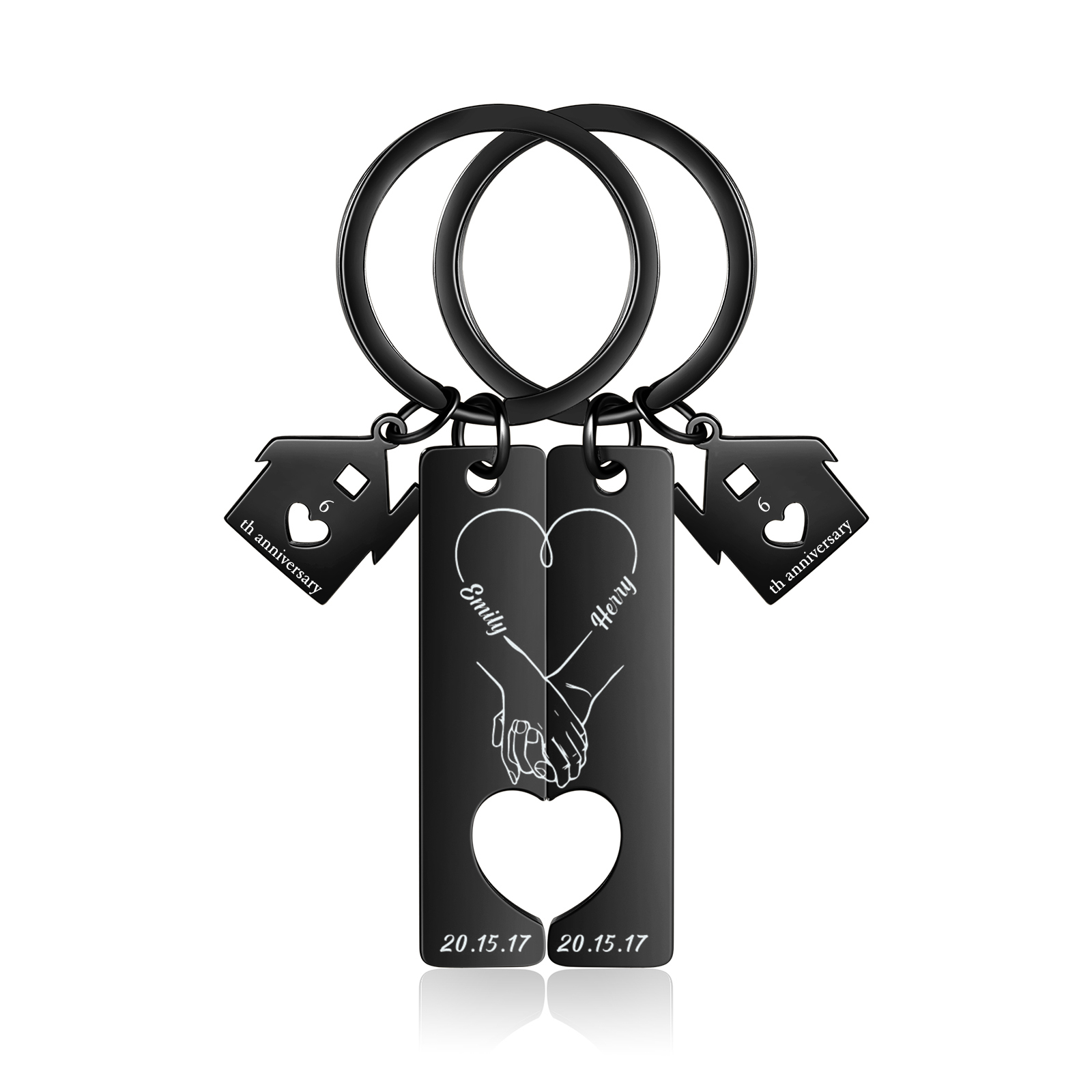 Insieme Per Sempre Portachiavi Per Coppia 2 nomi & data personalizzabili