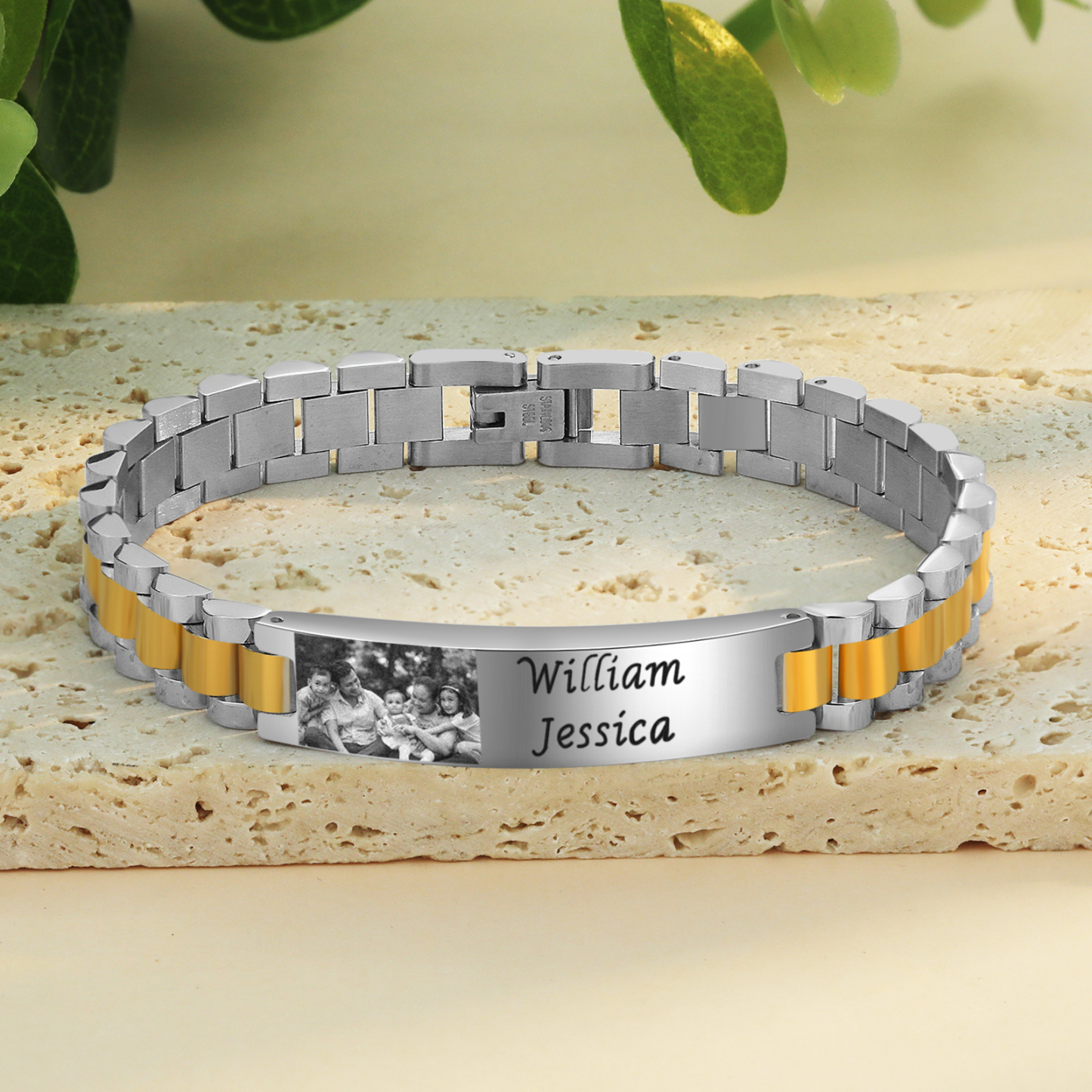 Bracciale da uomo acciaio inox con foto personalizzato
