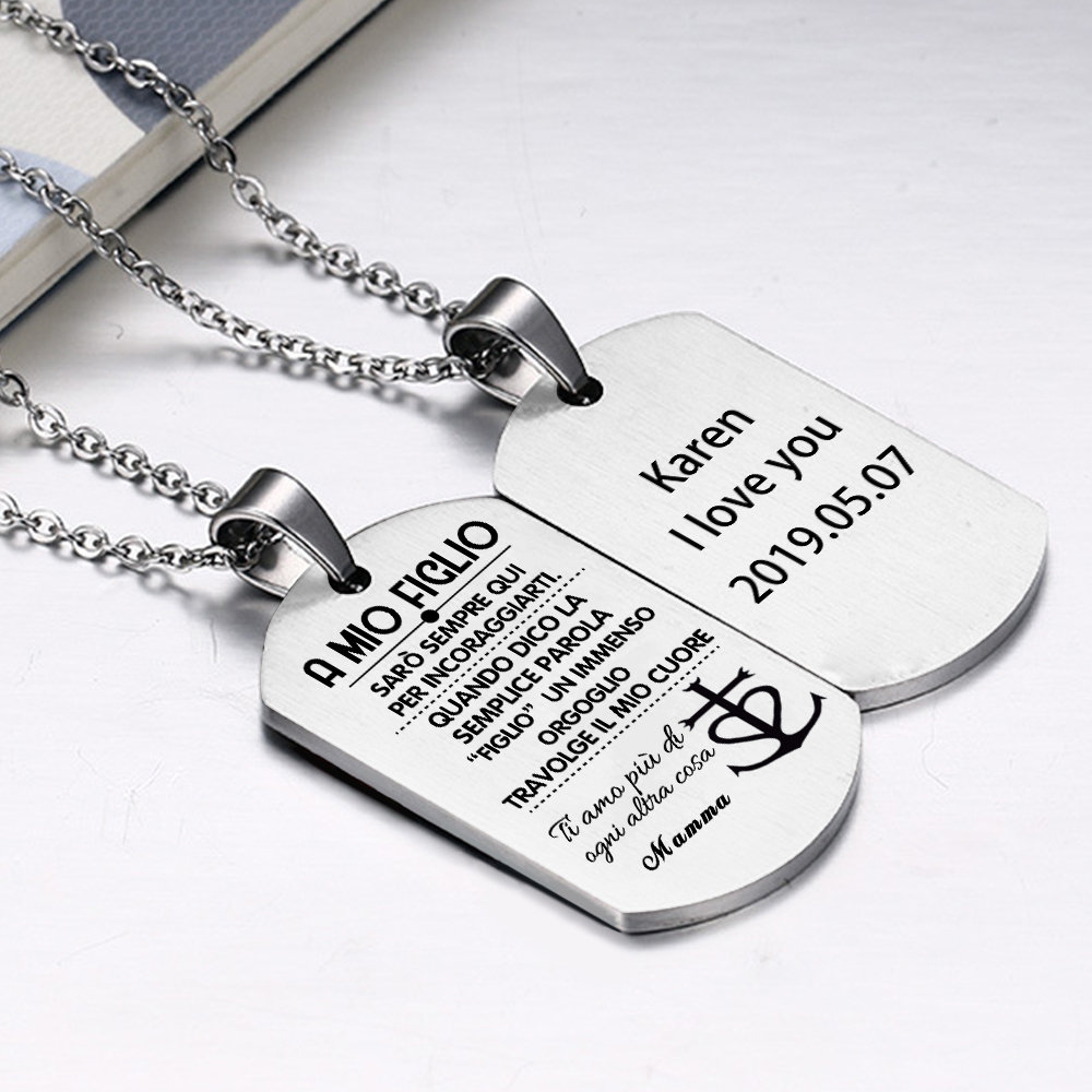 A Mio Figlio Non dimenticare mai che Ti Amo-Collana acciaio inox 1 testo personalizzabile
