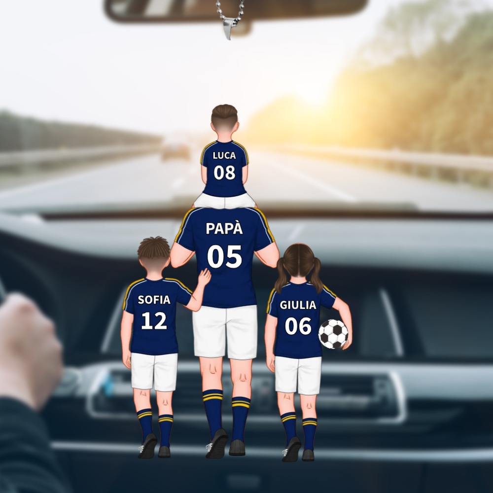 Portachiavi/Hang Tag Personalizzato in Acrilico – Stile Calcio – Fino a 4 Nomi – Regalo Speciale per Papà | Jessemade