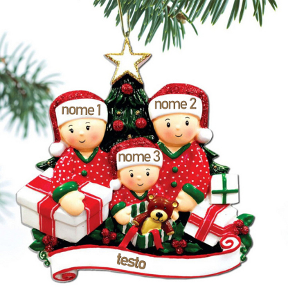 Ornamento Natalizio Personalizzato con 3 Nomi e 1 Testo Regalo di Natale in Legno per Famiglia | Jessemade