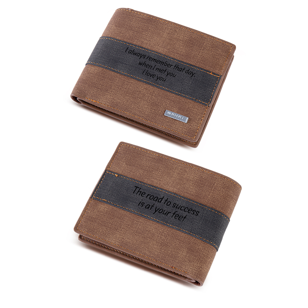 Portafoglio in pelle da uomo 2 testi personalizzabili regalo per papà