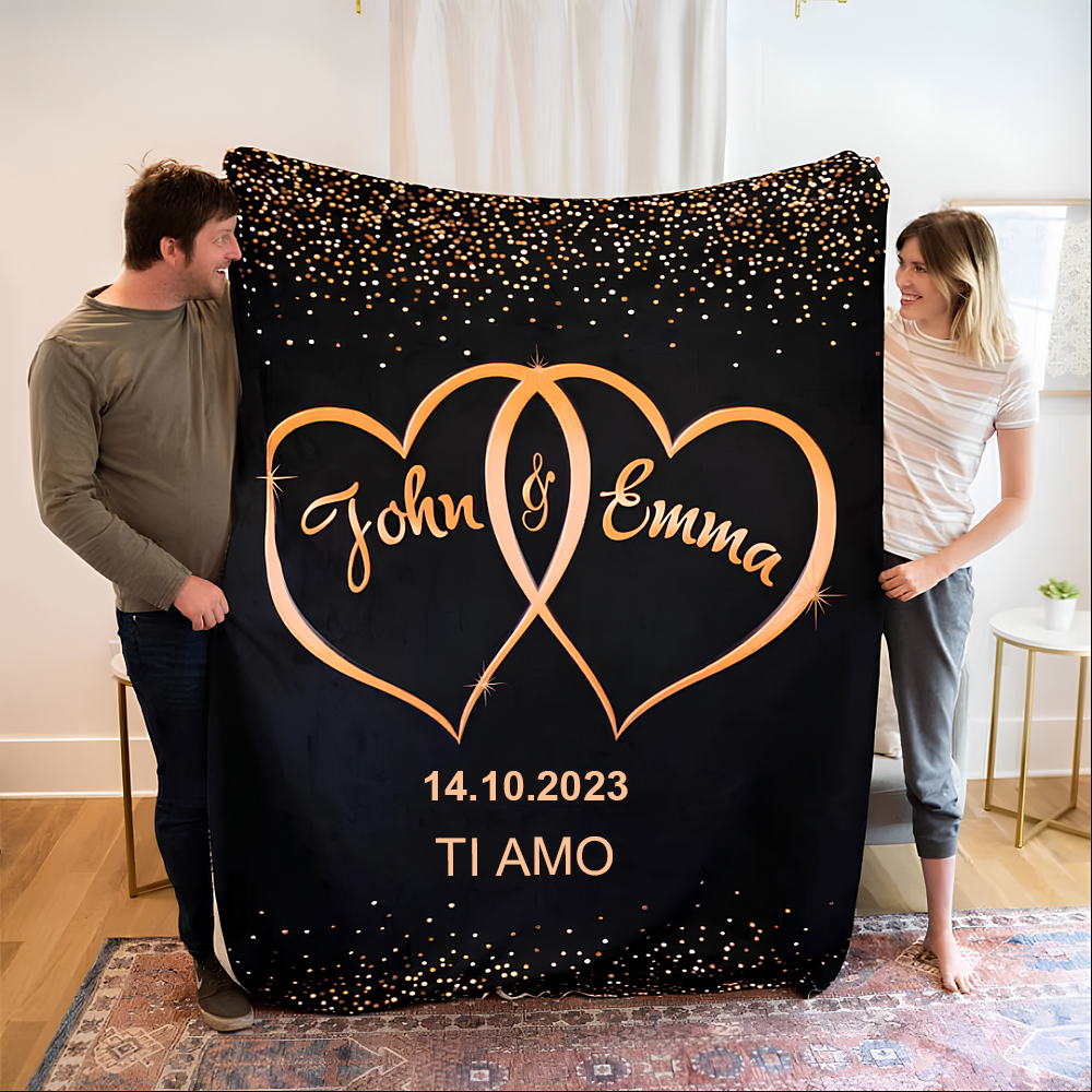 Cuori legati coperta per coppia personalizzabili 2 nomi