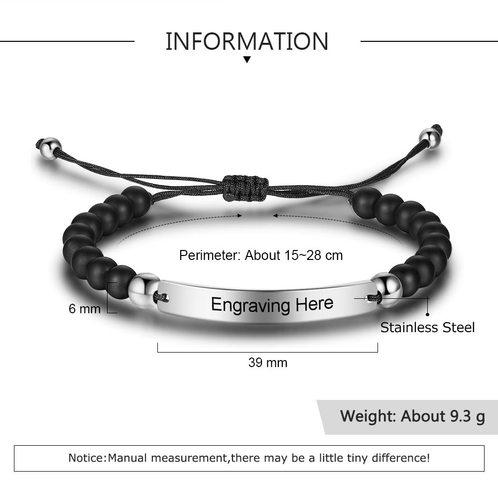 Braccialetto maschile in acciaio inox 1 testo personalizzato