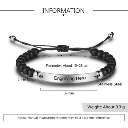 Braccialetto maschile in acciaio inox 1 testo personalizzato