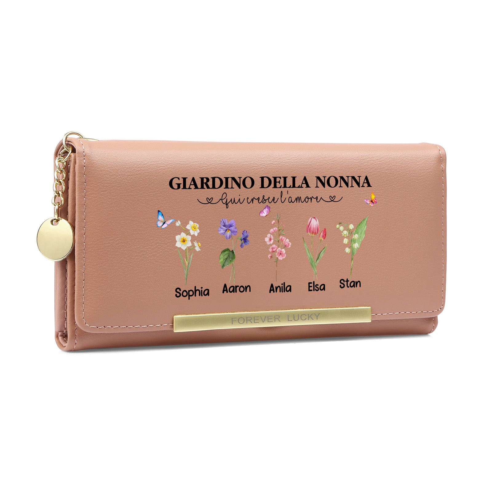 Portafoglio personalizzato per la nonna con fiori
