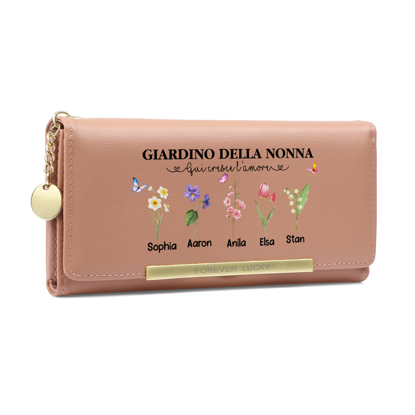 Portafoglio personalizzato per la nonna con fiori