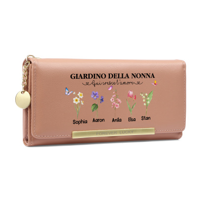 Portafoglio personalizzato per la nonna con fiori