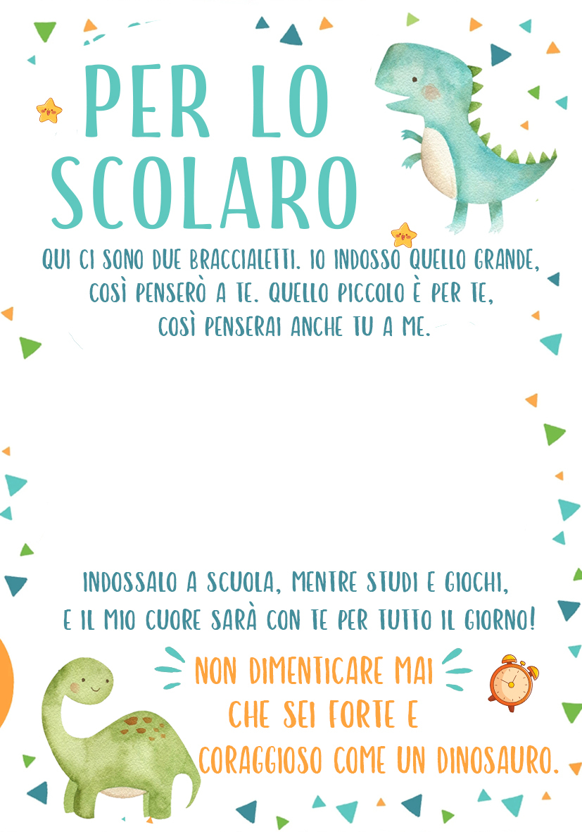 Per lo scolaro-2PCS Braccialetto dinosauro regorabile regalo per bambino con carta