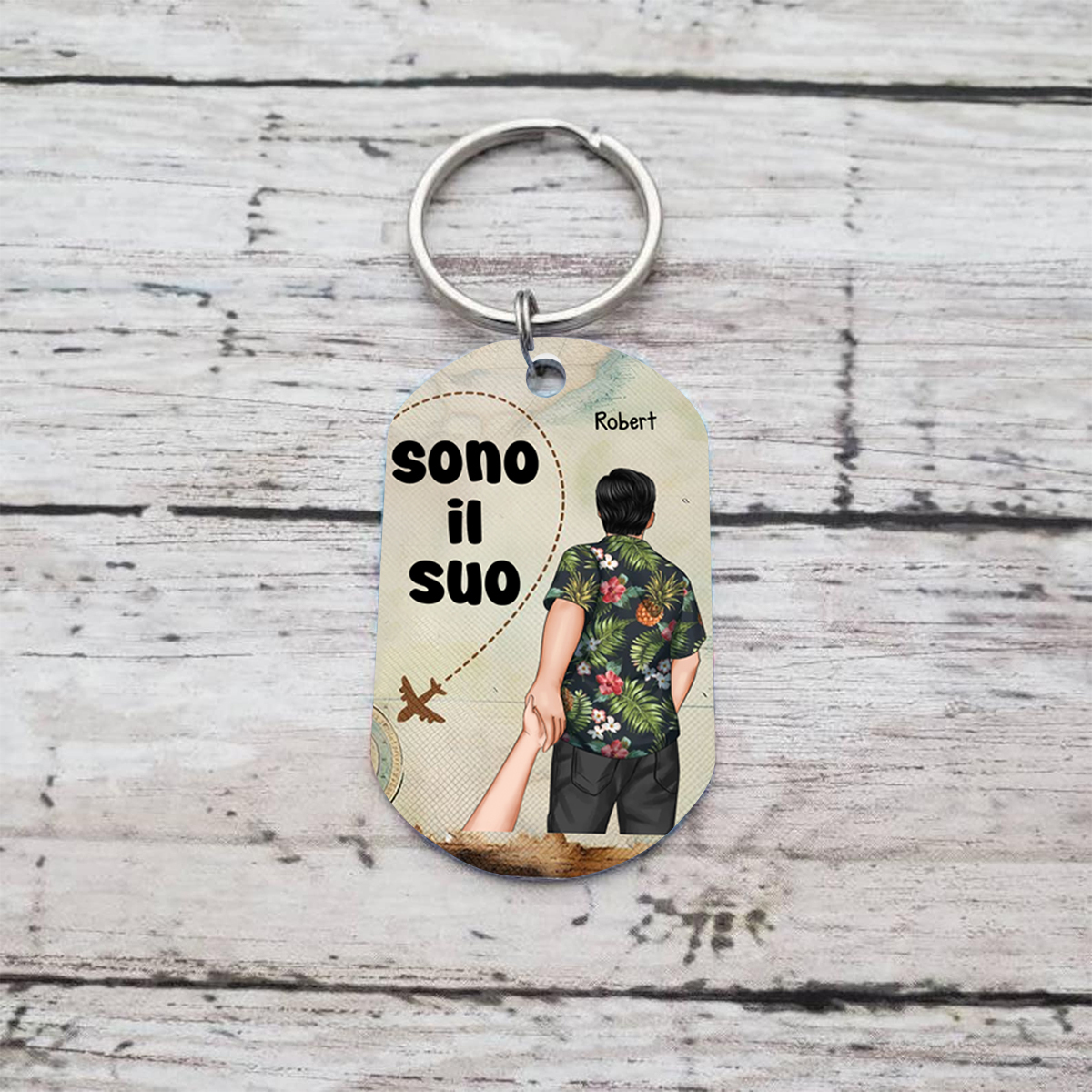 Portachiavi Personalizzato Coppia con 2 Nomi e Figure - “Sono il Suo & Sono la Sua,” - Regalo di San Valentino per Coppia | Jessemade