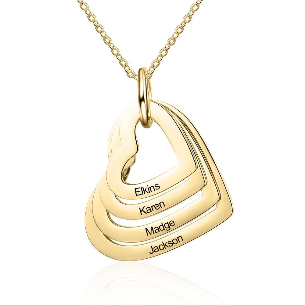 Collana 4 nomi personalizzati con ciondolo cuore