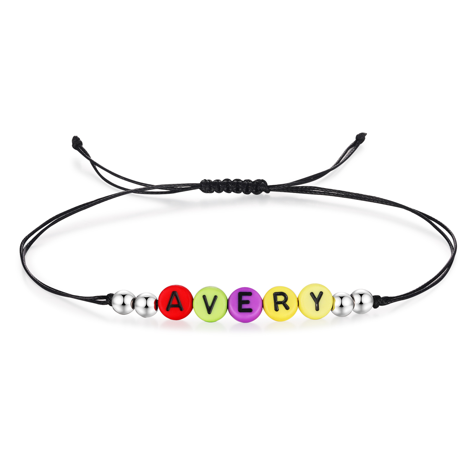 2PCS Braccialetto con perline di 2 nomi personalizzato regalo per scuola