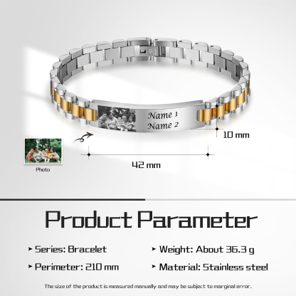 Bracciale da uomo acciaio inox con foto personalizzato