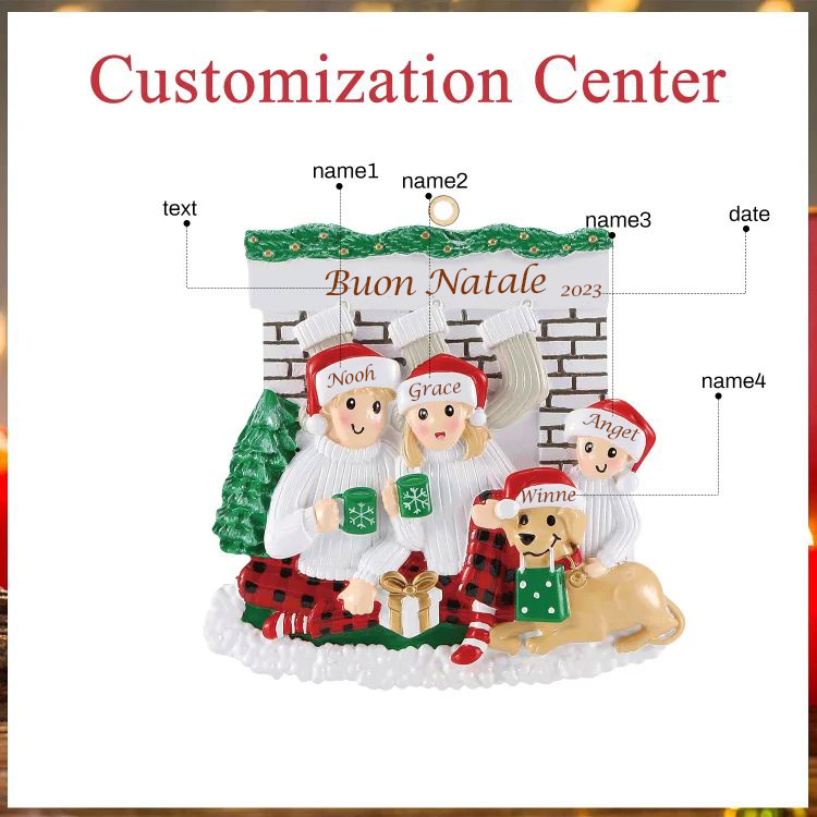 Decorazione Natalizia Personalizzata – Con 4 Nomi, Testo e Anno Personalizzato, Regalo in Legno per la Famiglia | Jessemade