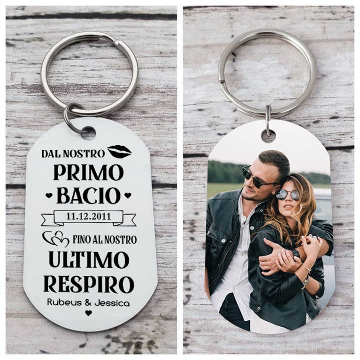 Nostro Primo Bacio-Portachiavi personalizzabile con foto e nome coppia