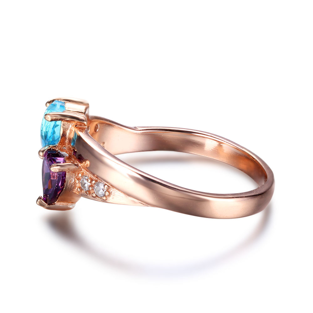 Anello 2 nomi personalizzati con pietra di nascita