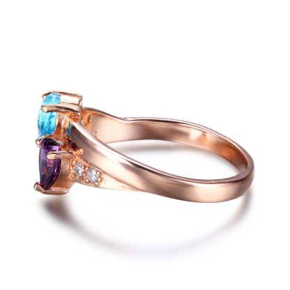 Anello 2 nomi personalizzati con pietra di nascita