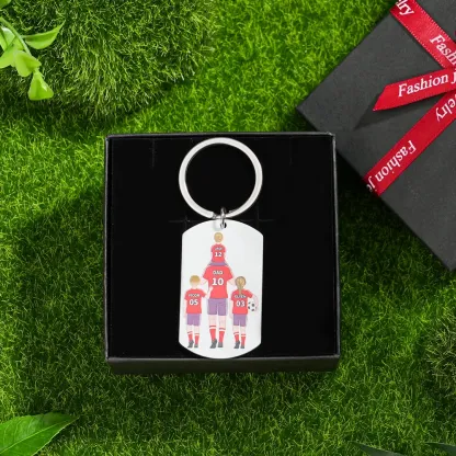 Portachiavi Personalizzato in Acciaio – Tema Calcio con 2-4 Nomi – Regalo Speciale per Papà | Jessemade
