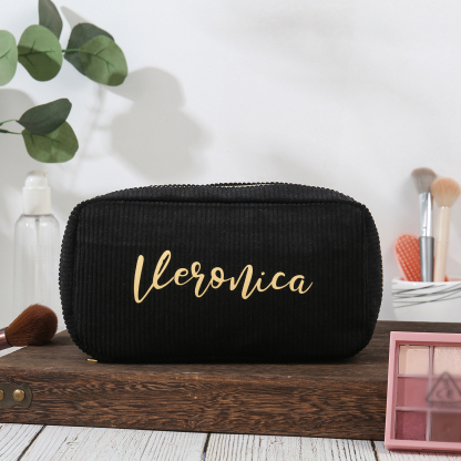 Borsa per cosmetici in velluto a coste per donna 1 nome personalizzato regalo per donna