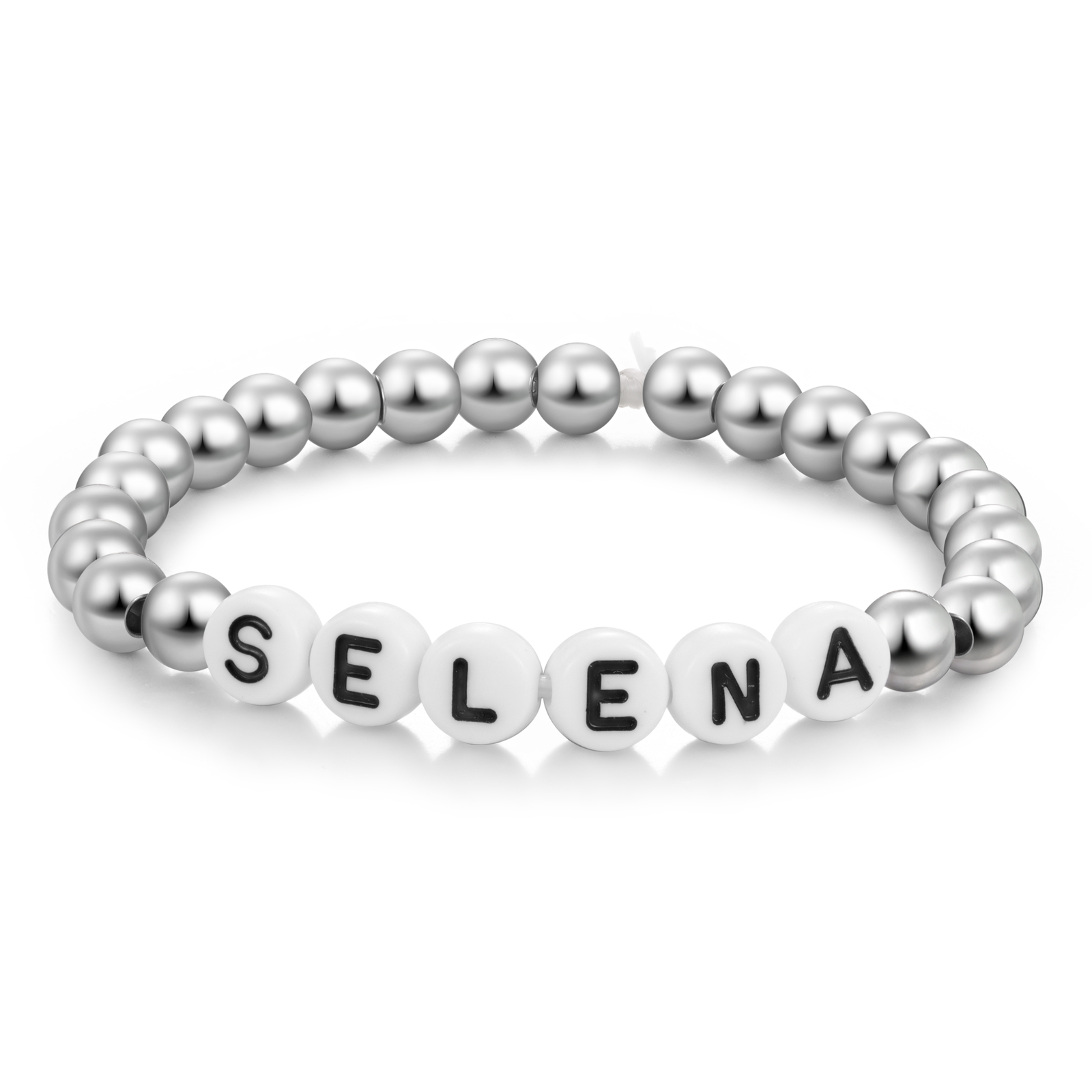 Braccialetto acciaio inox con perline trasparenti di 1 nome personalizzato regalo per scuola bambina