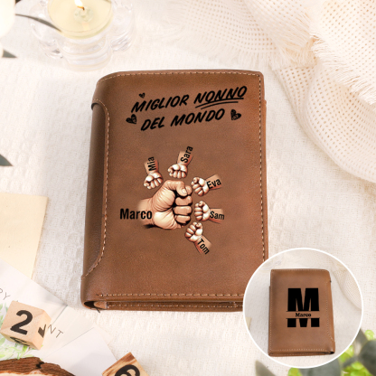 Portafoglio personalizzato in pelle PU per Papà, da 2 a 9 nomi e pugni, regalo per la Festa del Papà, Natale, compleanno per Papà e Nonno | Jessemade