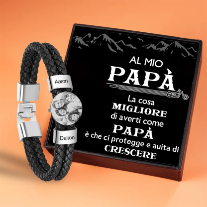 Bracciale Uomo Personalizzato con Foto e 2 Nomi – Regalo Elegante e Sentimentale per Papà e Lui | Jessemade