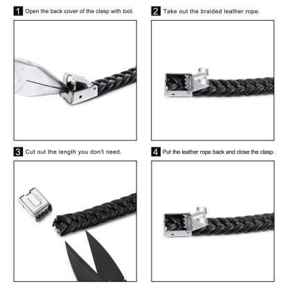 Bracciale in pelle intrecciata Bracciale con testo personalizzato per gli uomini