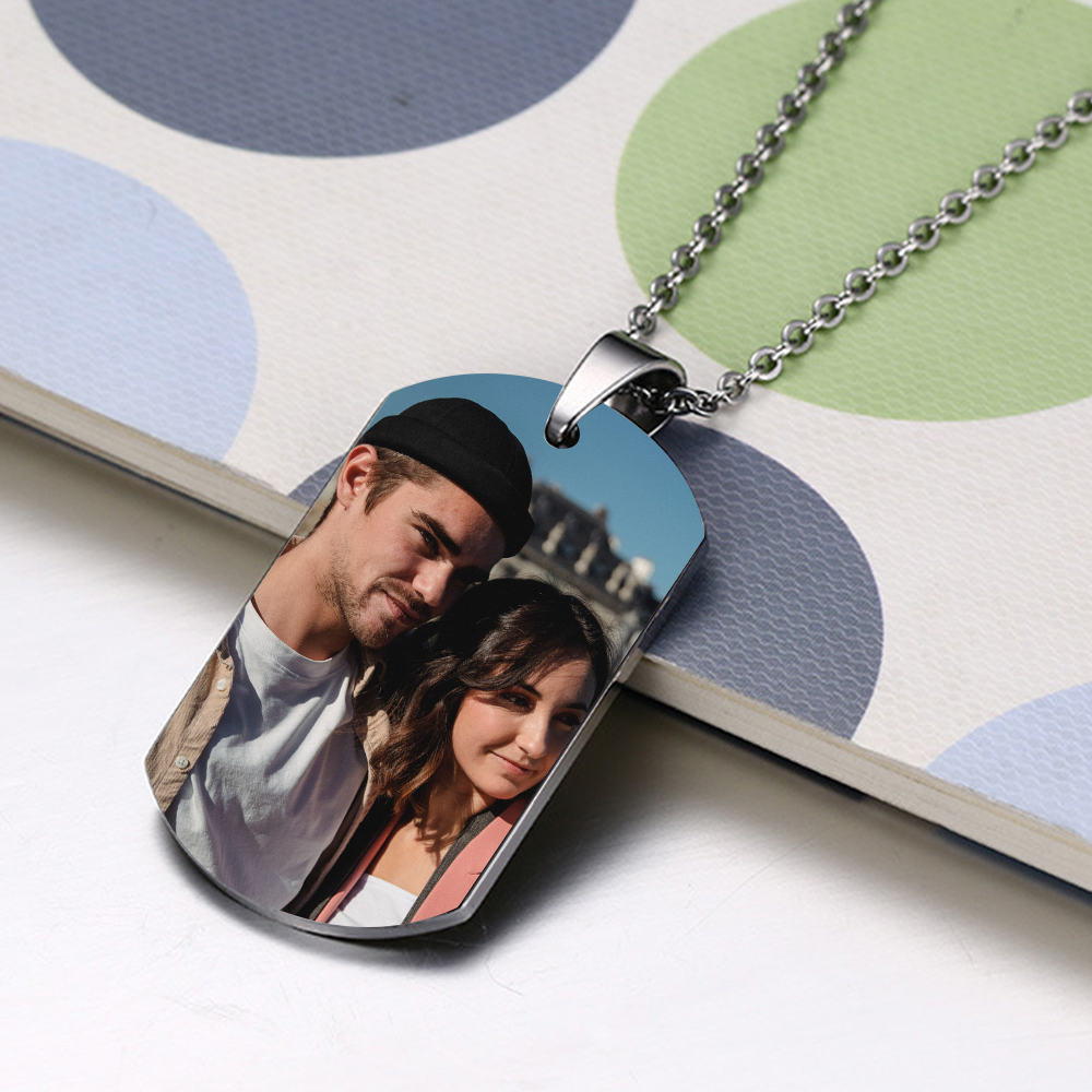 Ti amo-Collana acciaio inox per coppia1 nome 1 testo e 1 foto personalizzabili