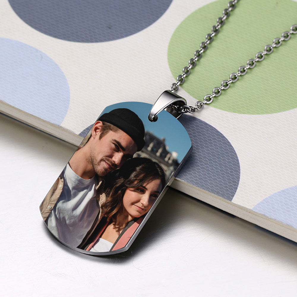Ti amo-Collana acciaio inox per coppia1 nome 1 testo e 1 foto personalizzabili