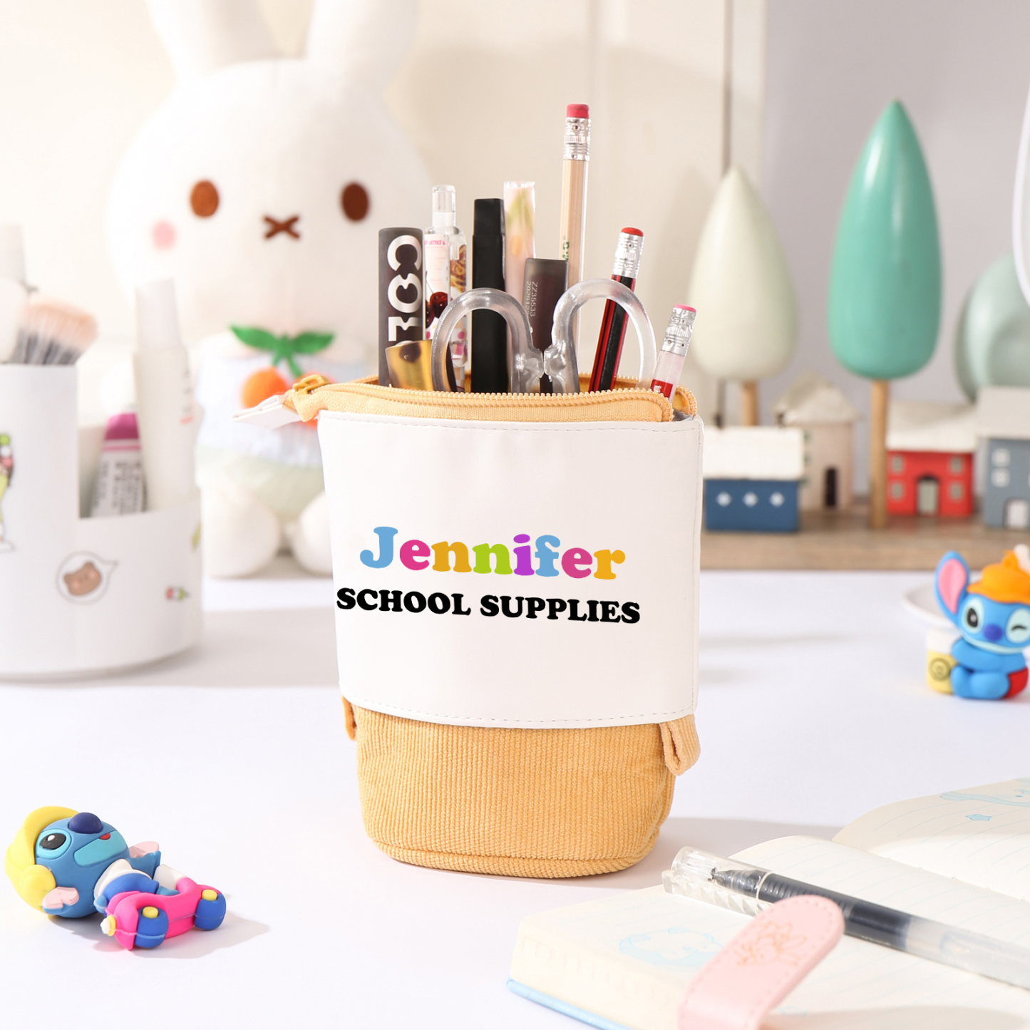 Astuccio per matite personalizzato con 2 testi per scuola elementare bambini