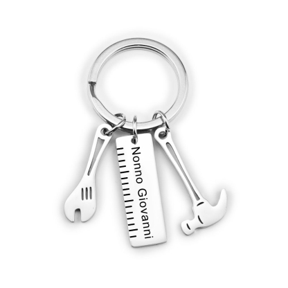 Portachiavi con ciondolo kit di utensili 1 testo o nome personalizzabile liberamente per papà uomo