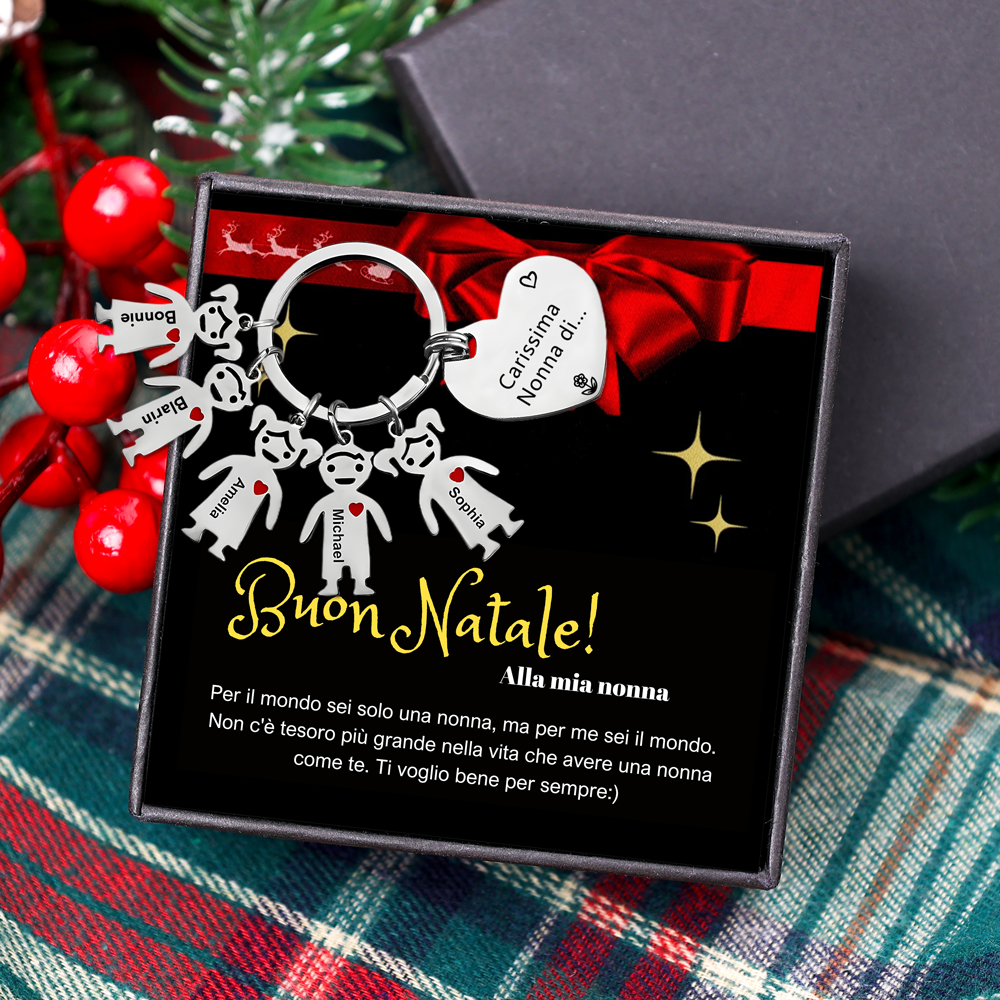 Buon Natale a nonna migliore del mondo portachiavi 5 nomi personalizzabili