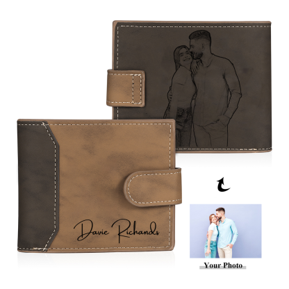 Portafoglio da Uomo Personalizzato – Con 1 Foto e Testo Inciso – Regalo Speciale per Papà | Jessemade