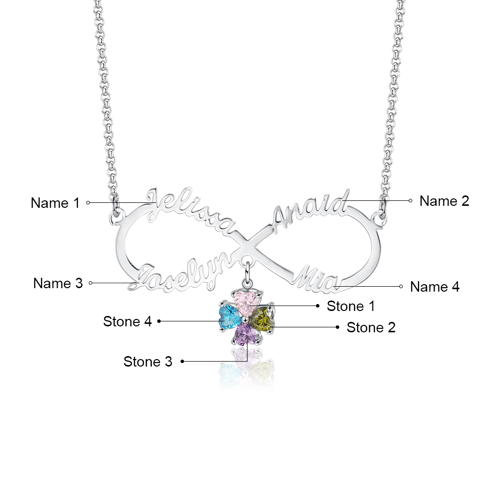 Collana Forever love infinito 4 nomi 4 pietre per lei