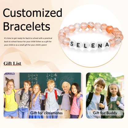 Braccialetto con perline trasparenti di 1 nome personalizzato regalo per scuola bambina
