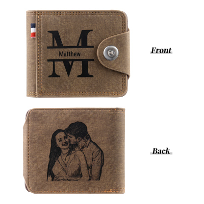Portafoglio in PU pelle da uomo 1 nome 1 lettera e 1 foto personalizzabili regalo per uomo