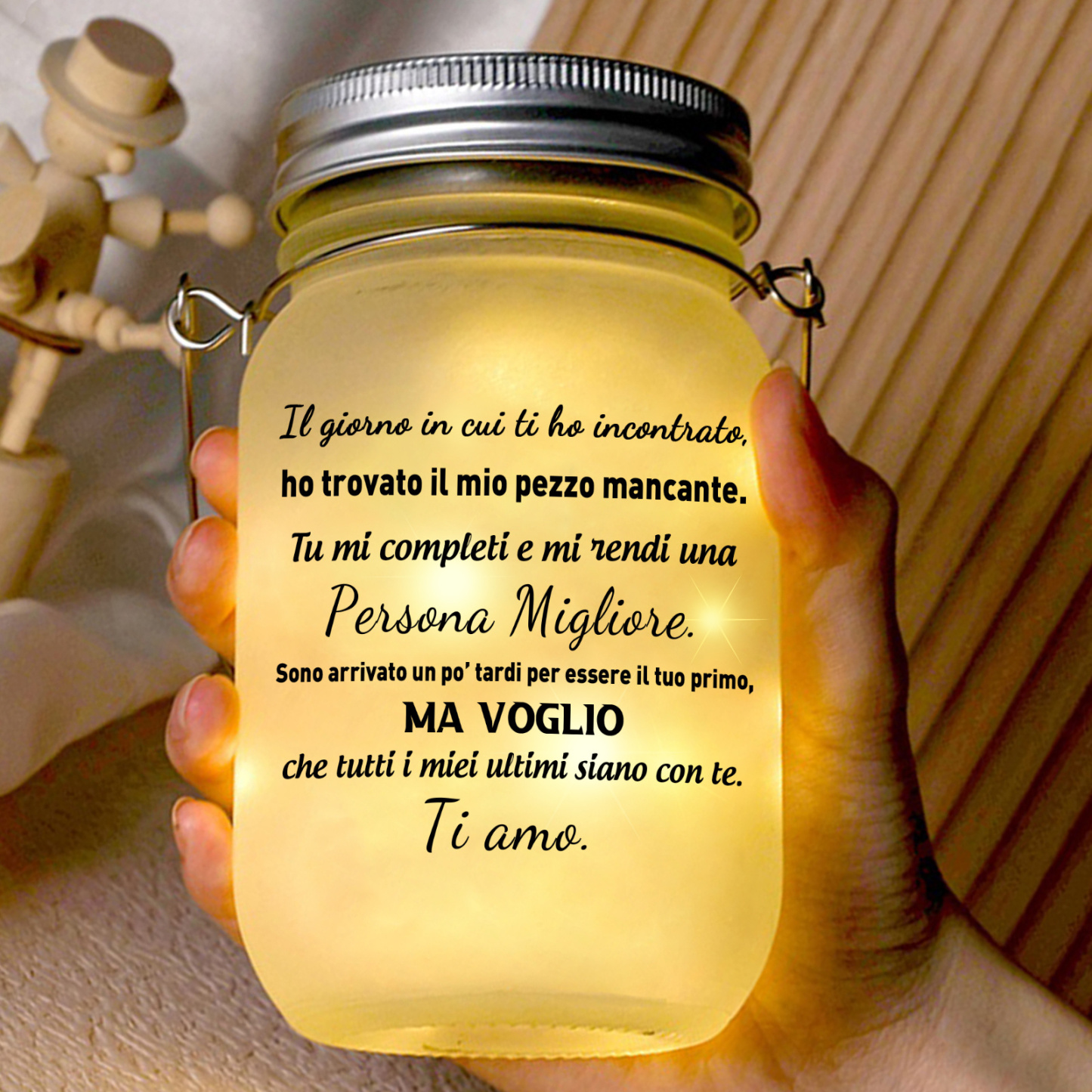 Bottiglia luminosa personalizzata puzzle barattolo Mason solare - il giorno in cui ho trovato il mio pezzo mancante