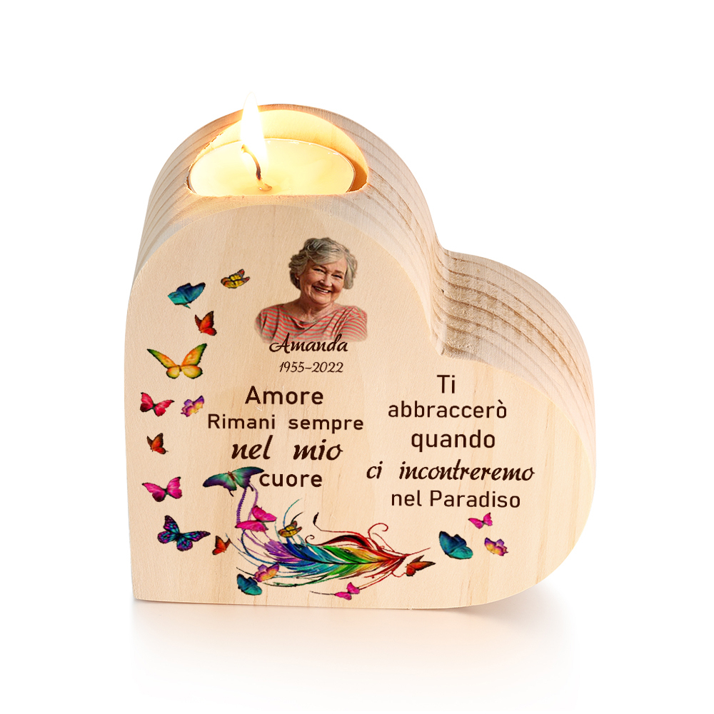 Amanda ti abbraccio Candeliere commemorativo regalo personalizzato messa memoria grazia