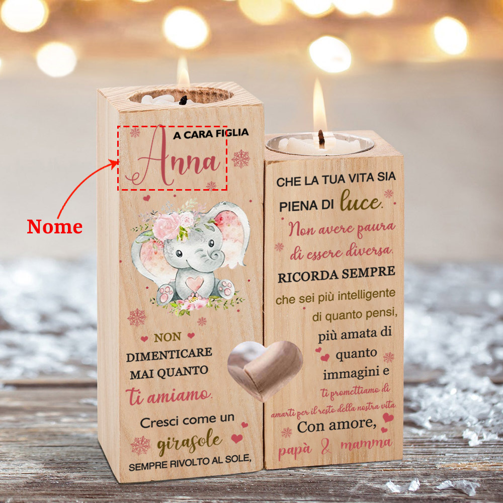 Candeliere portacandela elefante rosa regalo per cara figlia