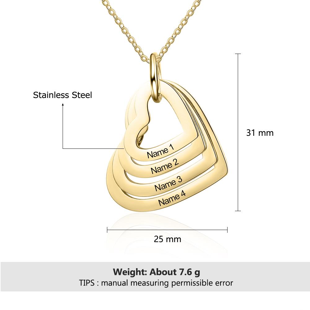 Collana personalizzata con nome inciso 4 cuori