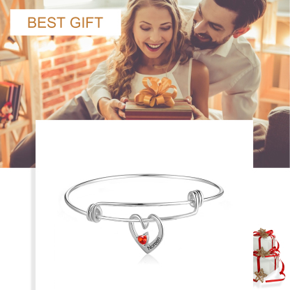 Bracciale con 1 nome personalizzati e 1 pietre di nascita