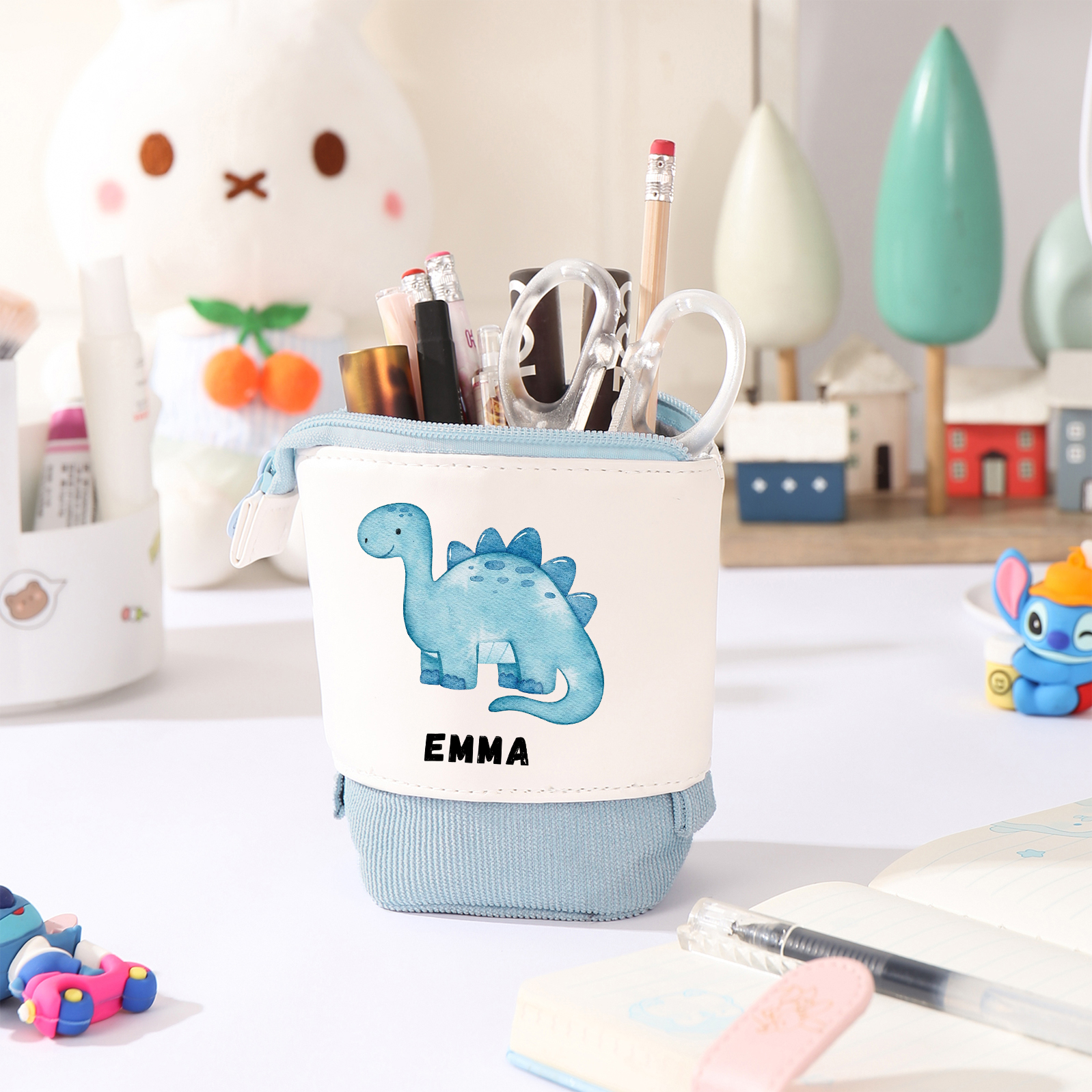 Astuccio per matite personalizzato con 1 nome e 1 dinosauro regalo per scuola elementare bambini